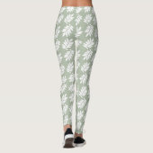Leggings Elder Leaf Pattern White on Green (Dos)
