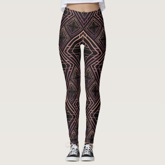 Leggings Élégance Art Déco Noir Or (Devant)