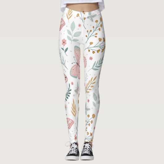 Leggings Élégance Botanique de Jardin Papillon Floral Paste (Devant)