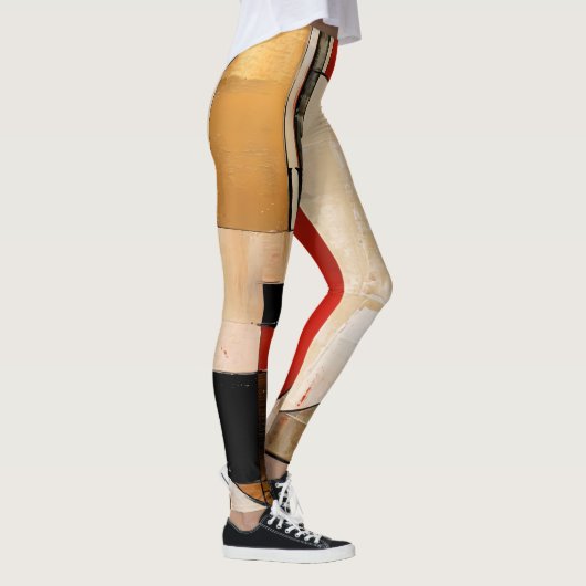 Leggings Elégance céleste : Exploration Abstraite en beige (Droite)