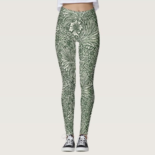 Leggings Élégance de la nature : Marigold vert floral (Devant)
