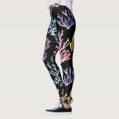 Leggings Élégance des récifs de corail : Motif d'aquarelle (Gauche)
