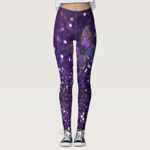Leggings Élégance Enchantante : Le papillon pourpre