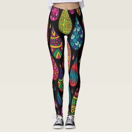 Leggings Elégance florale, arrière - plan abstrait. (Devant)