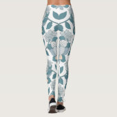 Leggings Élégance florale turquoise Jambes des femmes (Dos)