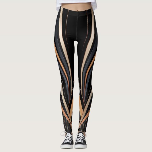 Leggings Élégance Géométrique Métallique Art Déco (Devant)