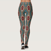 Leggings Elégance Motif Carrelage Cyan Rouge Cuivre Azulejo (Dos)