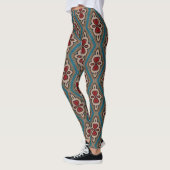 Leggings Elégance Motif Carrelage Cyan Rouge Cuivre Azulejo (Gauche)