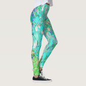 Leggings Elegant Aqua et Vert Limelight Hydrangea Détail (Droite)