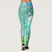 Leggings Elegant Aqua et Vert Limelight Hydrangea Détail (Dos)