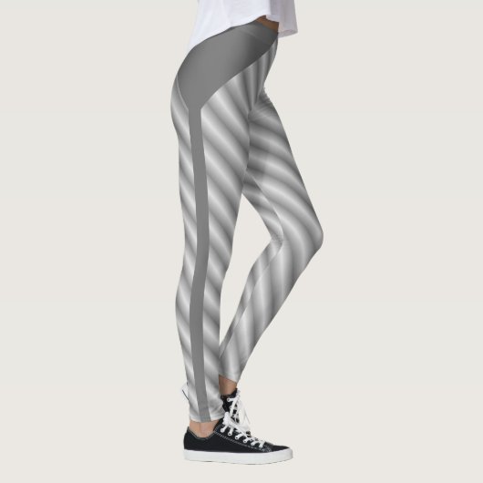 Leggings Élégant Argent Blanc rayé (Droite)
