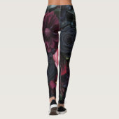 Leggings Élégant arrangement floral foncé avec Roses (Dos)