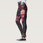 Leggings Élégant arrangement floral foncé avec Roses (Gauche)