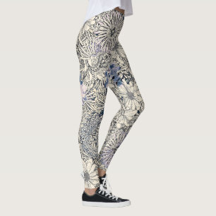 Leggings Élégant Arrière - plan Floral Abstrait Vintage
