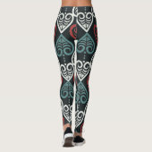 Leggings Élégant artiste ethnique Noir Rouge Blanc Motif (Dos)