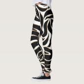 Leggings Elégant Black Gold Zebra Poster de animal blanc (Gauche)