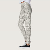 Leggings Élégant blanc Damas Floral Décor (Gauche)