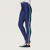 Leggings Élégant bleu blanc vert rayé (Gauche)
