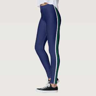 Leggings Élégant bleu blanc vert rayé