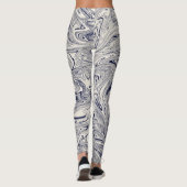 Leggings Elégant bleu et Marbre blanc spiral (Dos)