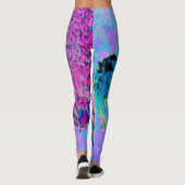 Leggings Élégant bleu foncé et lumière magenta Hydrangea (Dos)