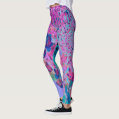 Leggings Élégant bleu foncé et lumière magenta Hydrangea (Gauche)