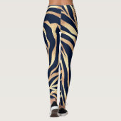 Leggings Elégant bleu marine Gold Zebra Imprimer (Dos)
