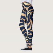 Leggings Elégant bleu marine Gold Zebra Imprimer (Gauche)