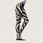 Leggings Elégant bleu marine Gold Zebra Imprimer (Droite)