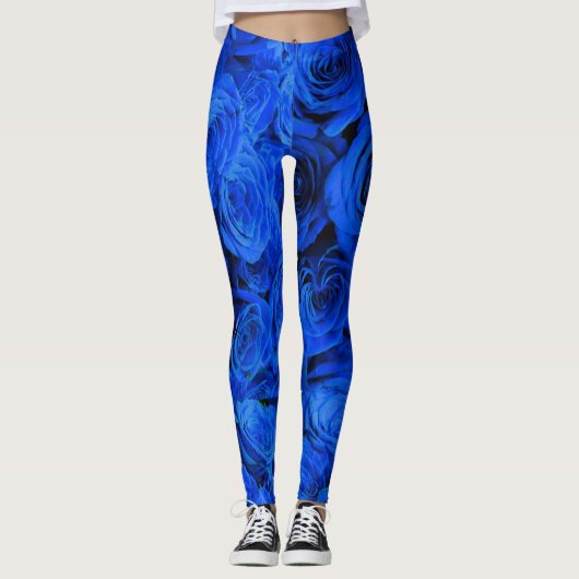 Leggings Elégant bleu rose bleu fleurs bleu bleu bleu flora (Devant)
