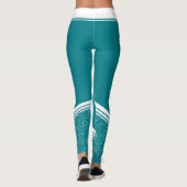 Leggings Elégant bleu turquoise rayures blanches fleuries e (Dos)