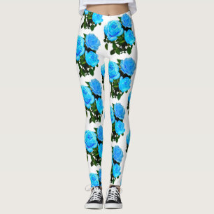 Leggings Elégant bleu turquoise rose bleu floral bleu fleur