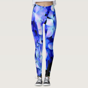Leggings Élégant bleu violet clair magenta hydrangée floral