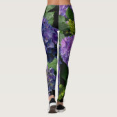 Leggings Elégant bleu violet magenta vert hydrangée florale (Dos)