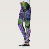Leggings Elégant bleu violet magenta vert hydrangée florale (Gauche)
