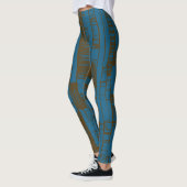 Leggings Elegant blue &brown abstract pattern  (Gauche)