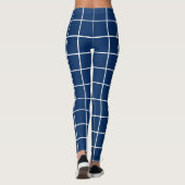 Leggings Elegant Blue en White Check Pattern (Achterkant)