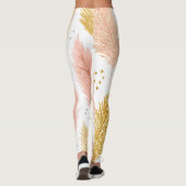 Leggings Elegant Blush Pink and Gold Glitter Pampas Grass  (Dos)