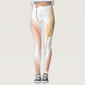 Leggings Elegant Blush Pink and Gold Glitter Pampas Grass  (Devant)