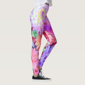 Leggings Élégant bouquet de fleurs orange violet rose rouge (Droite)