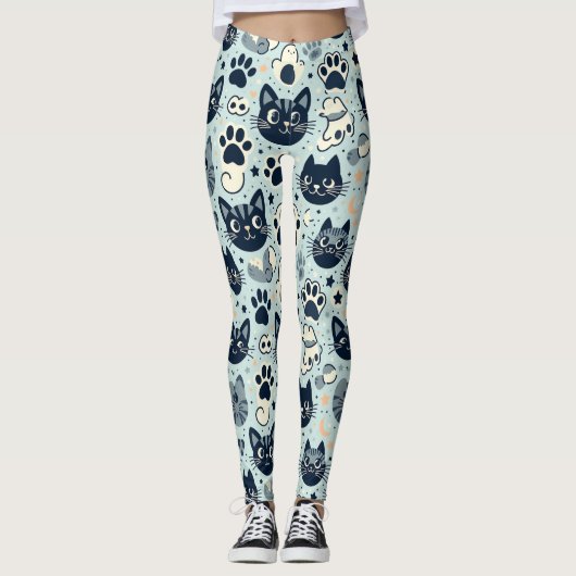 Leggings Élégant Chat Noir Chic (Devant)