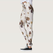 Leggings Elégant chic Beige Brown Rose Floral Toile (Gauche)
