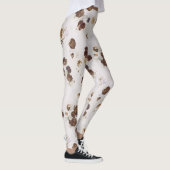 Leggings Elégant chic Beige Brown Rose Floral Toile (Droite)