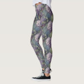 Leggings Elégant chic pourpre pourpre chic aquarelle fleuri (Gauche)
