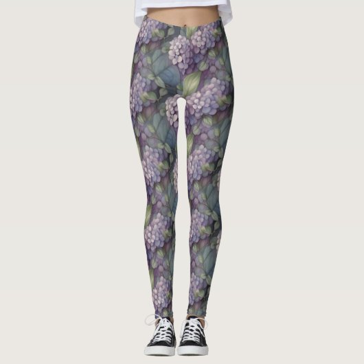 Leggings Elégant chic pourpre pourpre chic aquarelle fleuri (Devant)