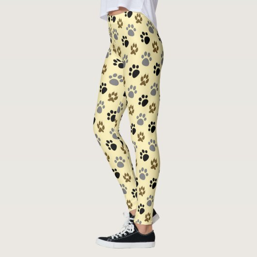 Leggings Elégant chien pattes crème (Gauche)
