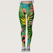 Leggings Élégant Colorful été Tropical Floral Feuilles | (Devant)