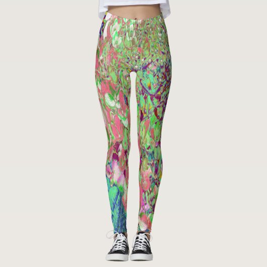 Leggings Élégant Corail et Chartreuse Limelight Hydrangea (Devant)