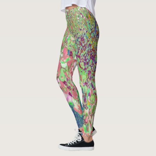 Leggings Élégant Corail et Chartreuse Limelight Hydrangea (Gauche)
