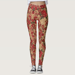 Leggings Élégant Crimson Floral par Asarteon